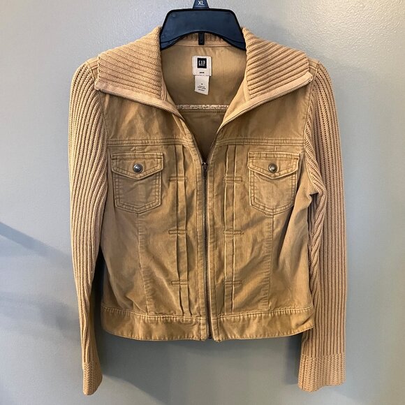 GAP Jackets & Blazers - GAP Womens Corduroy Knit Full Zip Tan Jacket Size Small
